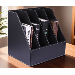 皮革桌面四联文件框资料架创意a4文件收纳框文件栏